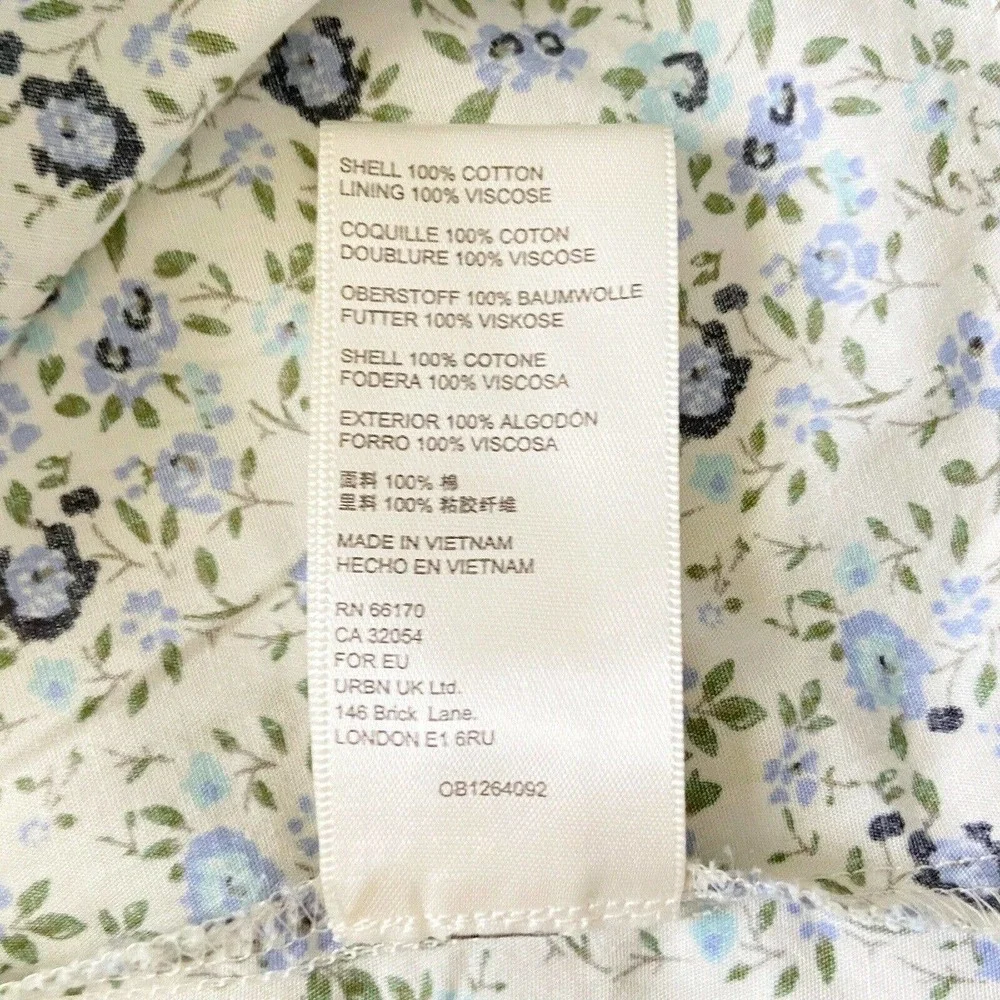 Free People Petunia Mini Dress Tea Combo Ivory Blue Floral Smocked XL New $128 - Picture 12 of 12